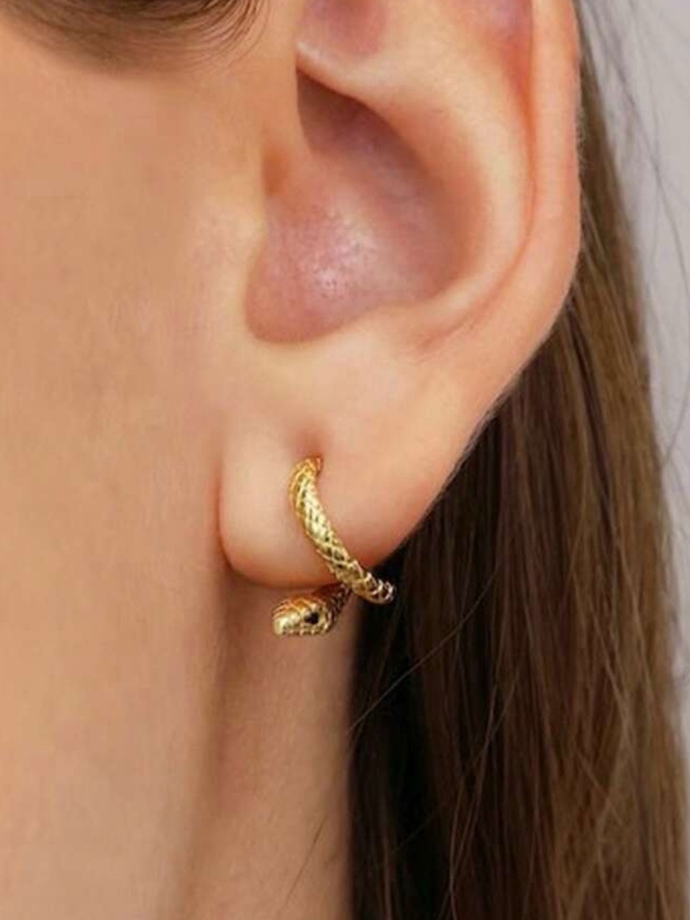 Gold Snake Wrap Huggie Earrings